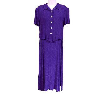 Karin Stevens Petites Women's 2-Piece Cottage Core Deep Purple Maxi Dress